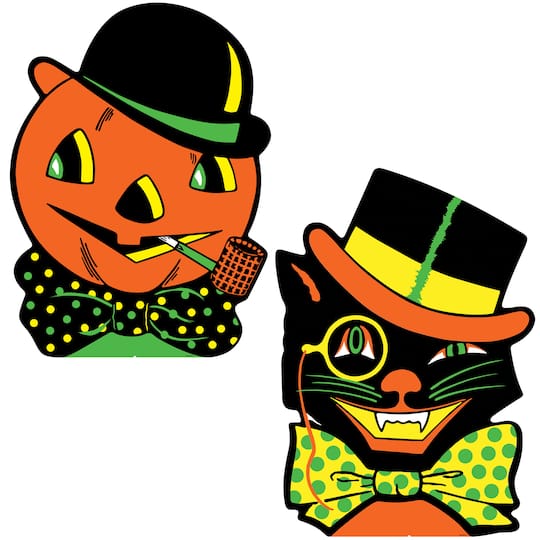 Michaels, Beistle Vintage Halloween Cat & J-O-L Stand-Ups Set – Category: Halloween Tabletop Decor